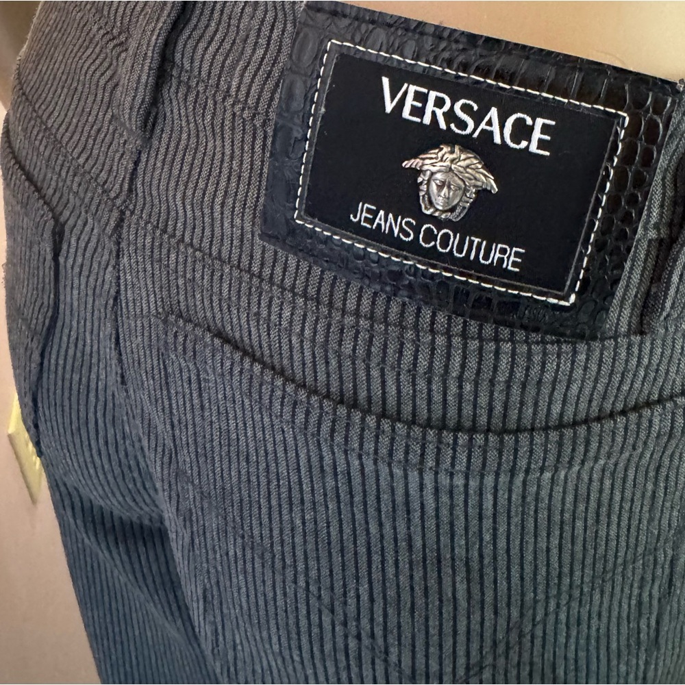 Vintage Versace Black Pinstripe Charcoal Jeans